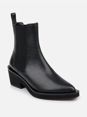 Robert Clergerie Tegan Chelsea Bootie Calfskin Leather Black Sizes-37 & 38 NIB